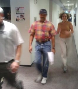 United Way staff engage in "active walking" during last month's in-house fundraising effort.