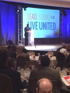 Shannon Brown welcomes guests at the United Way Annual Luncheon.