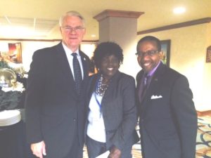 From left, Mayor Mark Luttrell, Gail Tyree and Dr. Kenneth Robinson